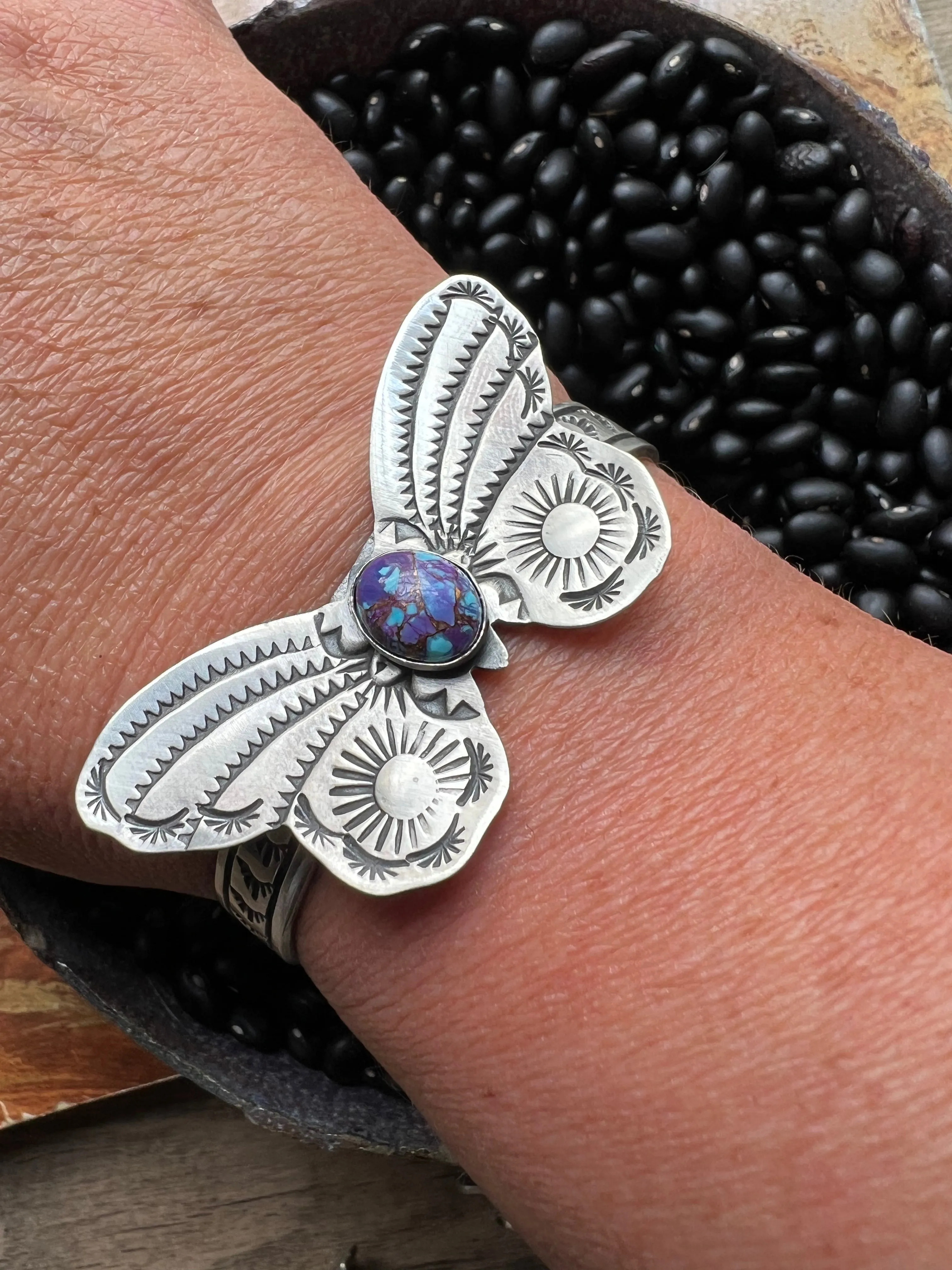 Butterfly Turquoise Stamped Cuff
