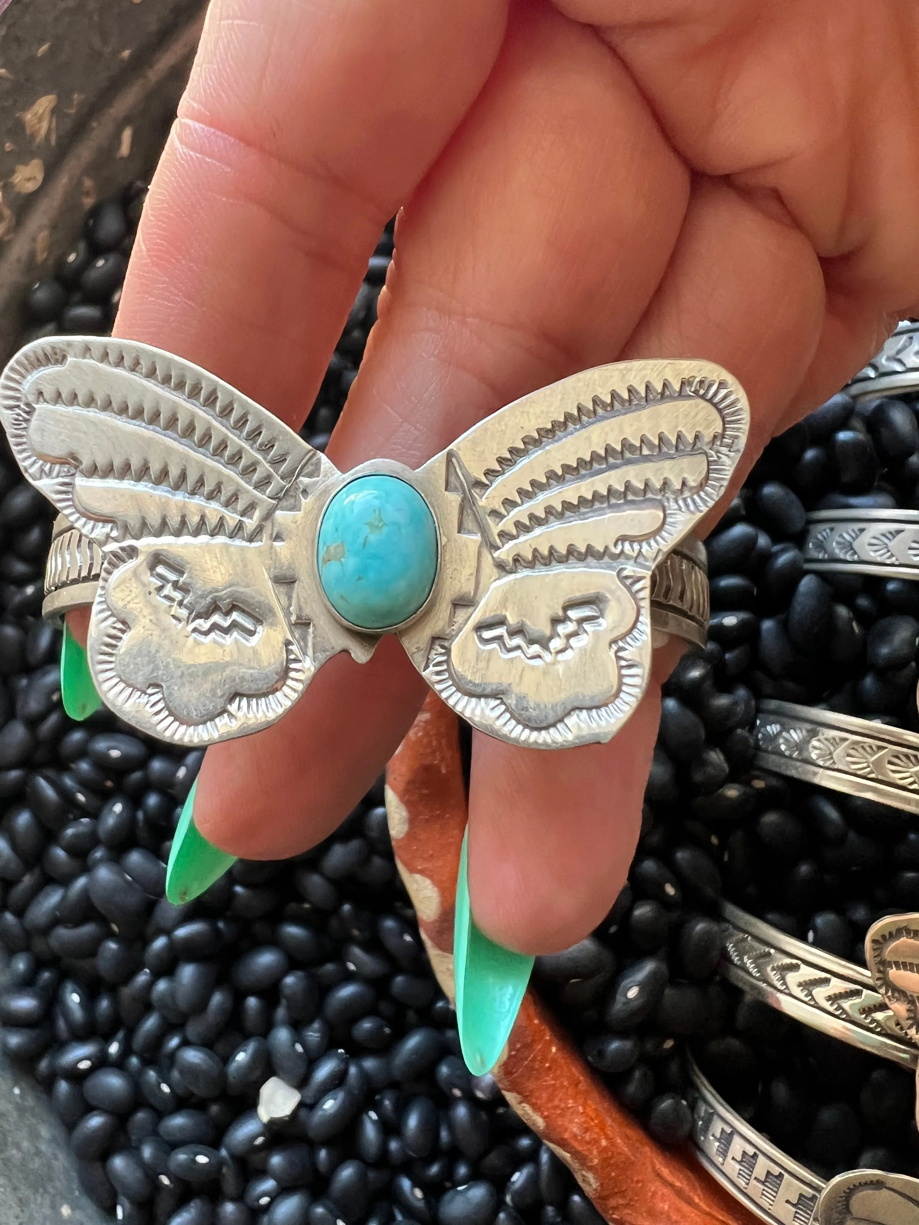 Butterfly Turquoise Stamped Cuff