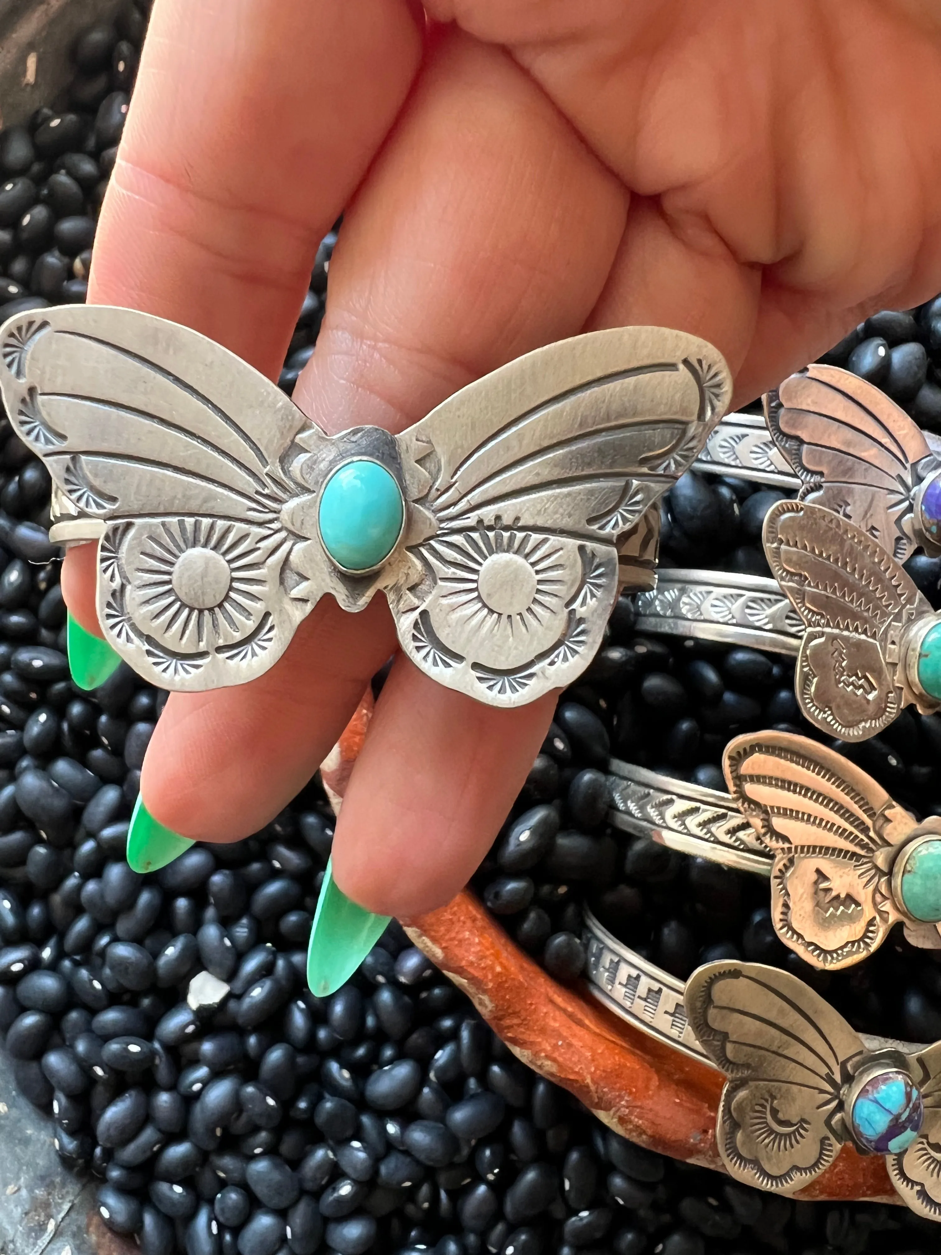Butterfly Turquoise Stamped Cuff