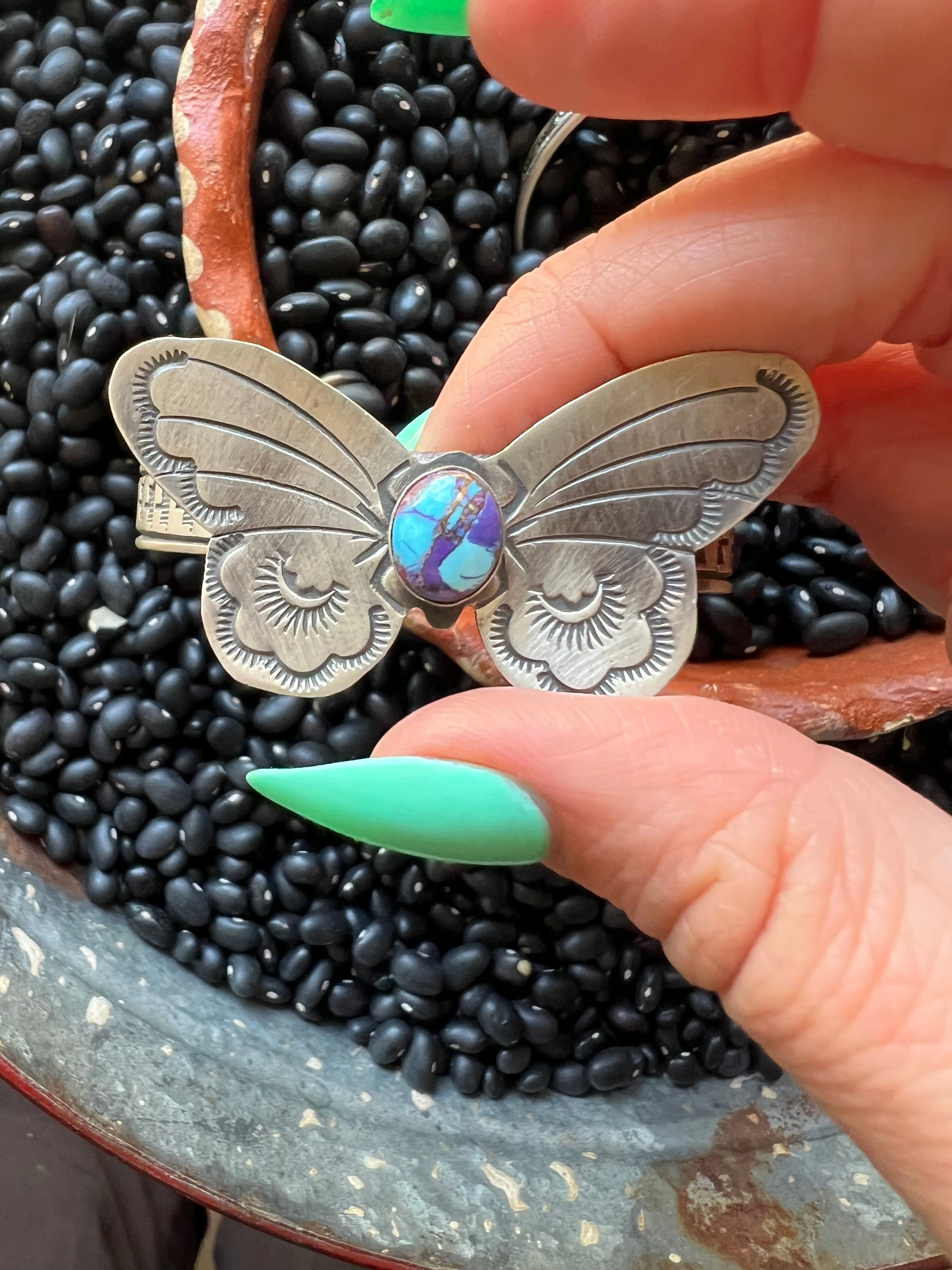 Butterfly Turquoise Stamped Cuff
