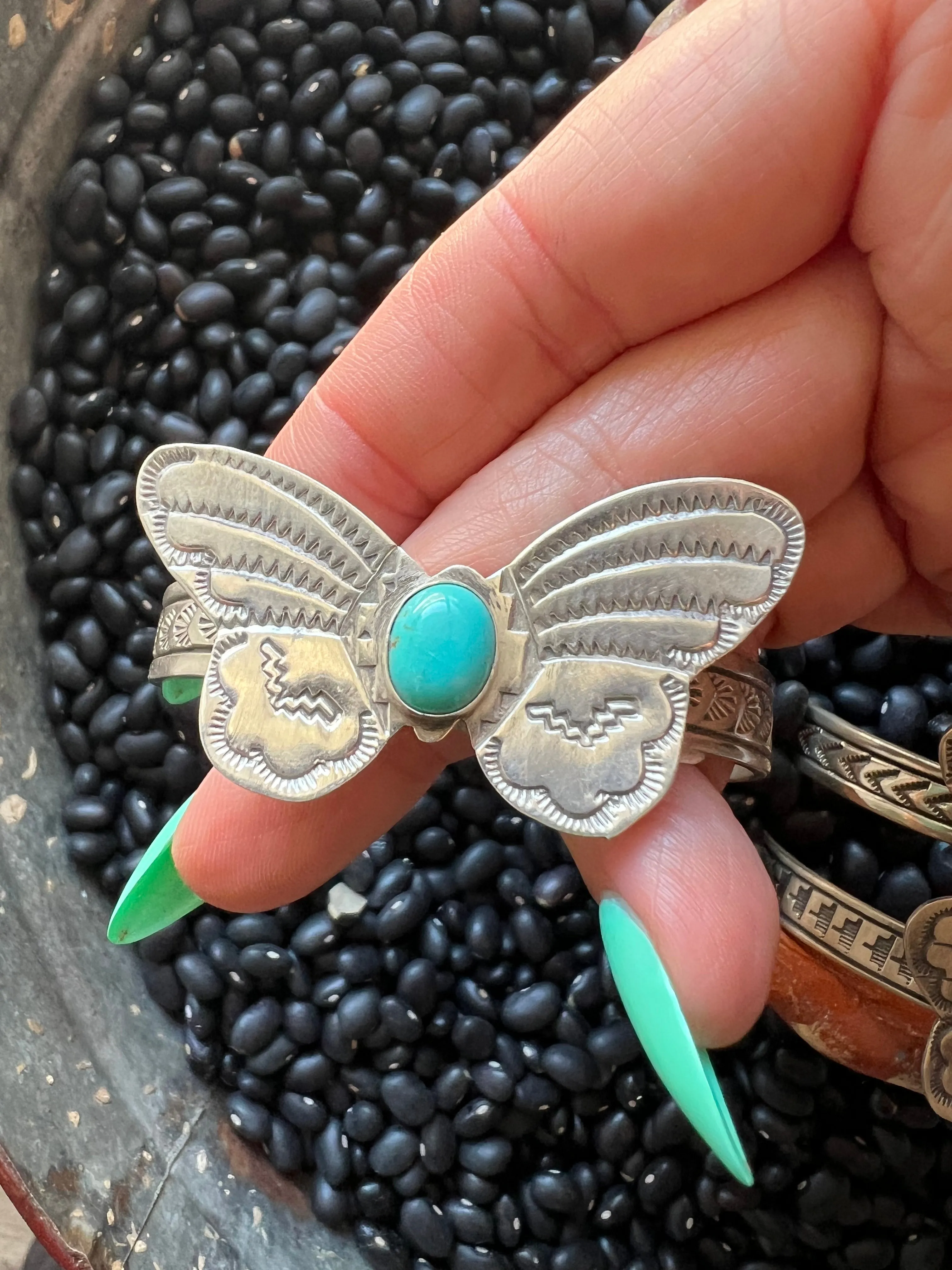 Butterfly Turquoise Stamped Cuff