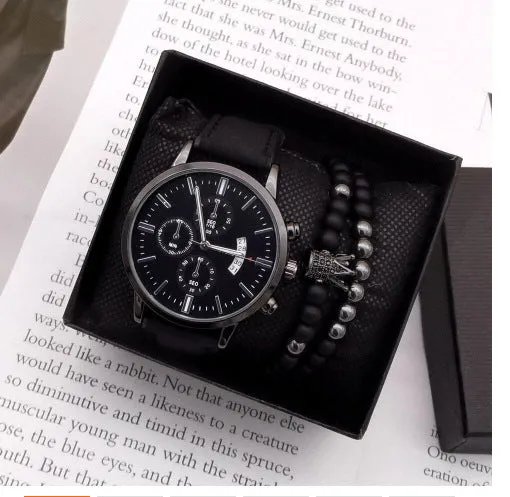 Casual Simple Large Dial Calendar Scale Frosted Belt Quartz Watch Crown Bracelet