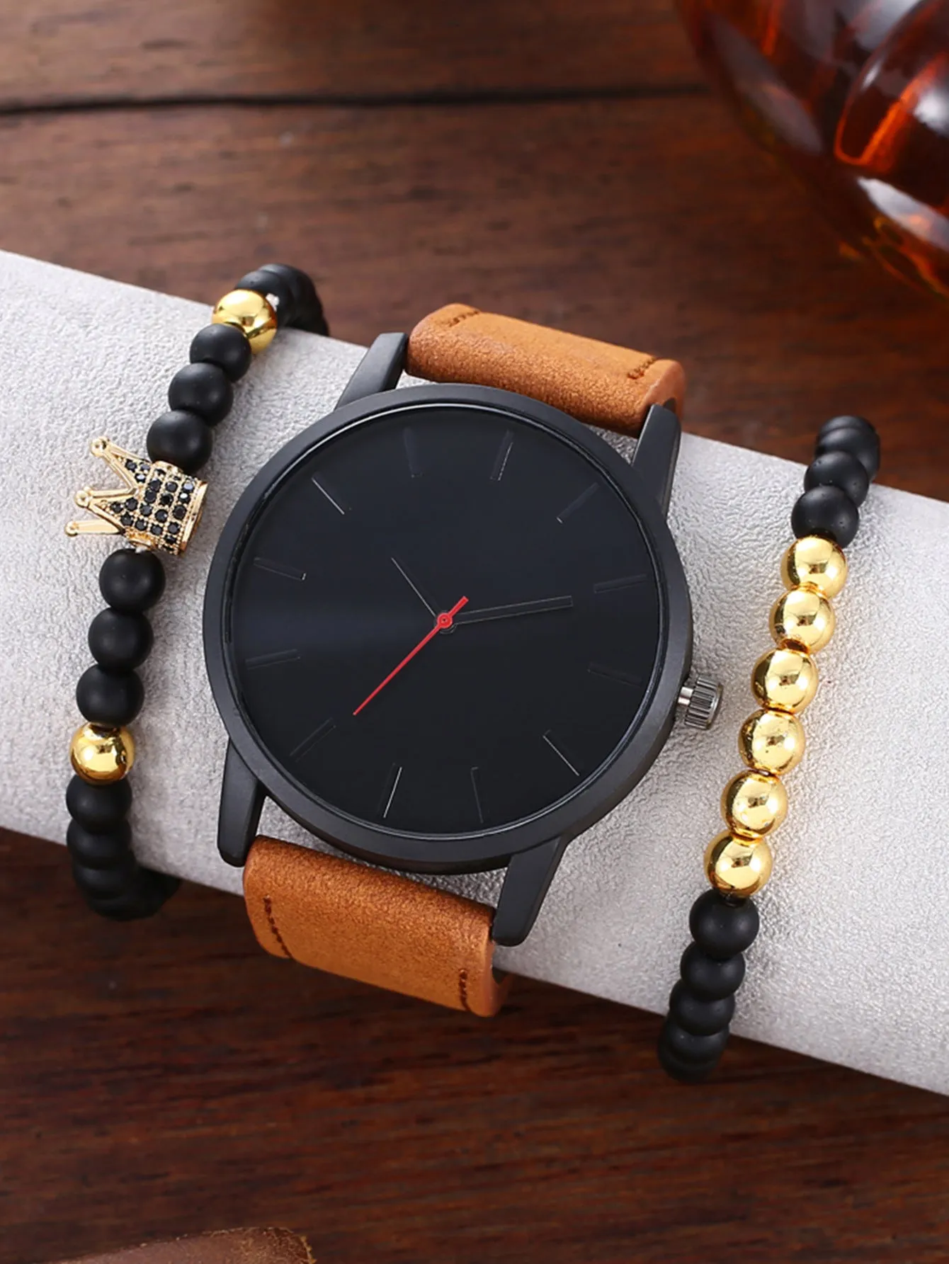 Casual Simple Large Dial Calendar Scale Frosted Belt Quartz Watch Crown Bracelet