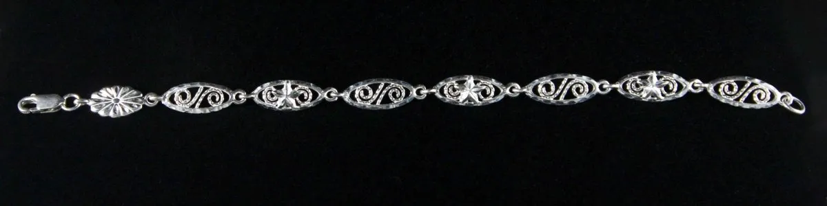 Chain Bracelet with Stars and Swirls