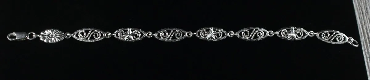 Chain Bracelet with Stars and Swirls