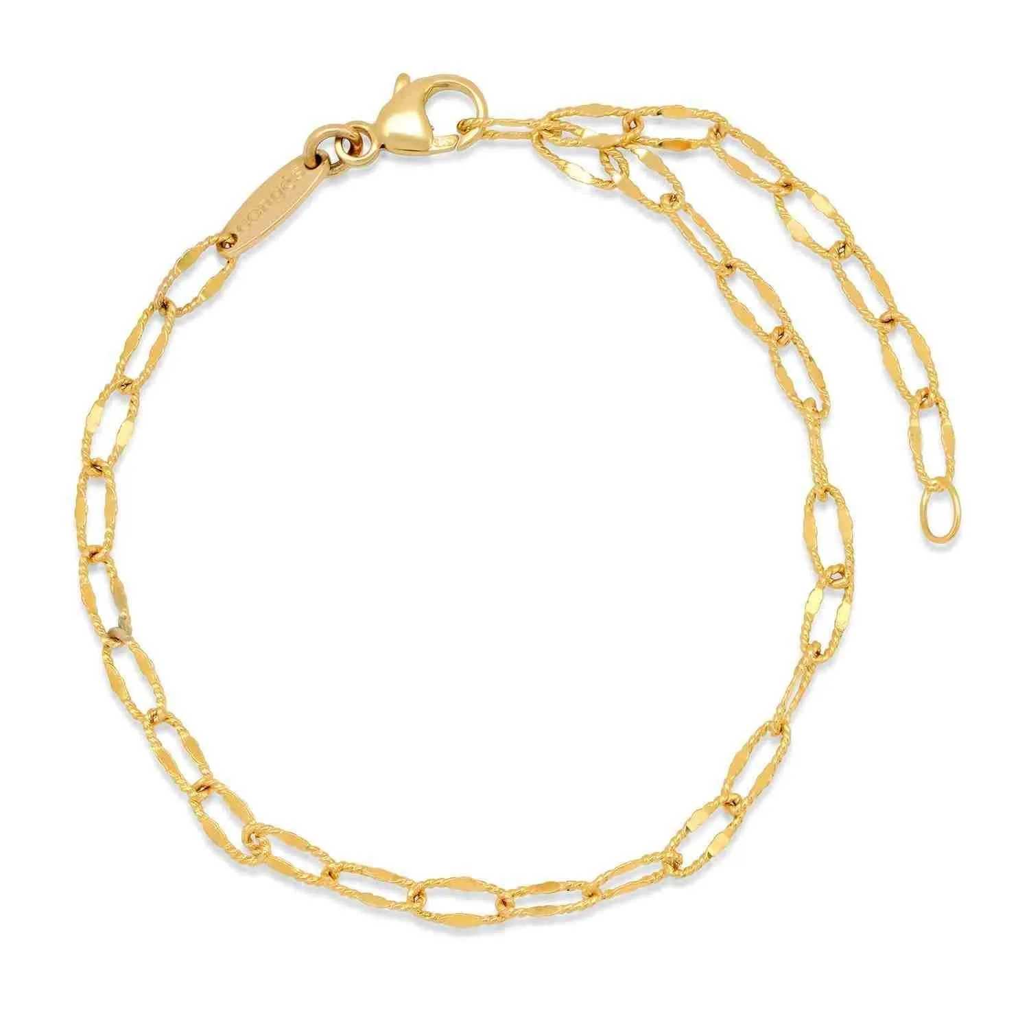 Charm Bracelet   Yellow Gold Oval Textured Chain