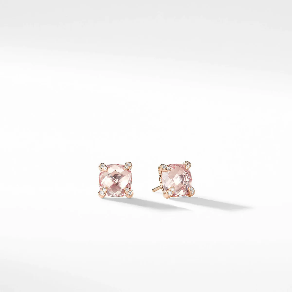 Chatelaine Stud Earrings with Morganite and Diamonds in 18k Rose Gold