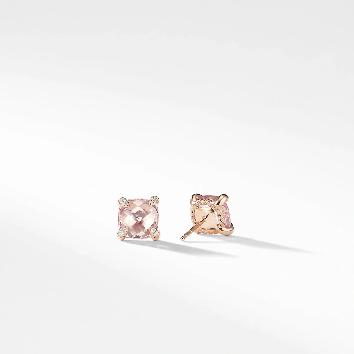 Chatelaine Stud Earrings with Morganite and Diamonds in 18k Rose Gold