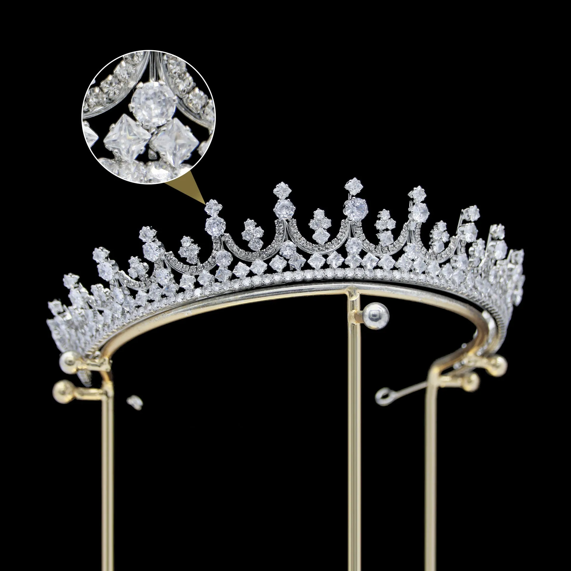 Classic Zirconia Wedding Tiara,Women's Crystal Big Tiara for Bride,Prom,Party Head Accessories GH0140
