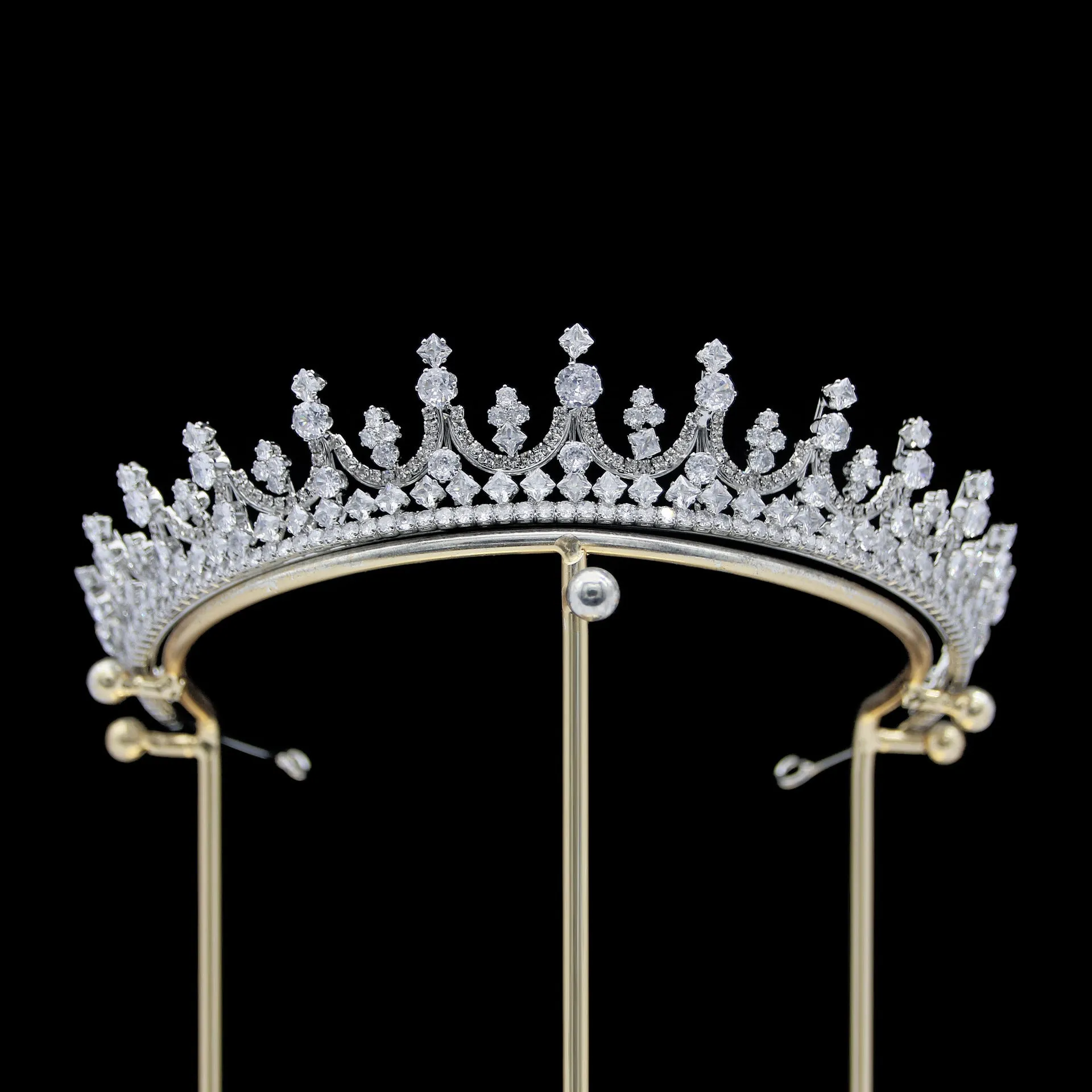 Classic Zirconia Wedding Tiara,Women's Crystal Big Tiara for Bride,Prom,Party Head Accessories GH0140