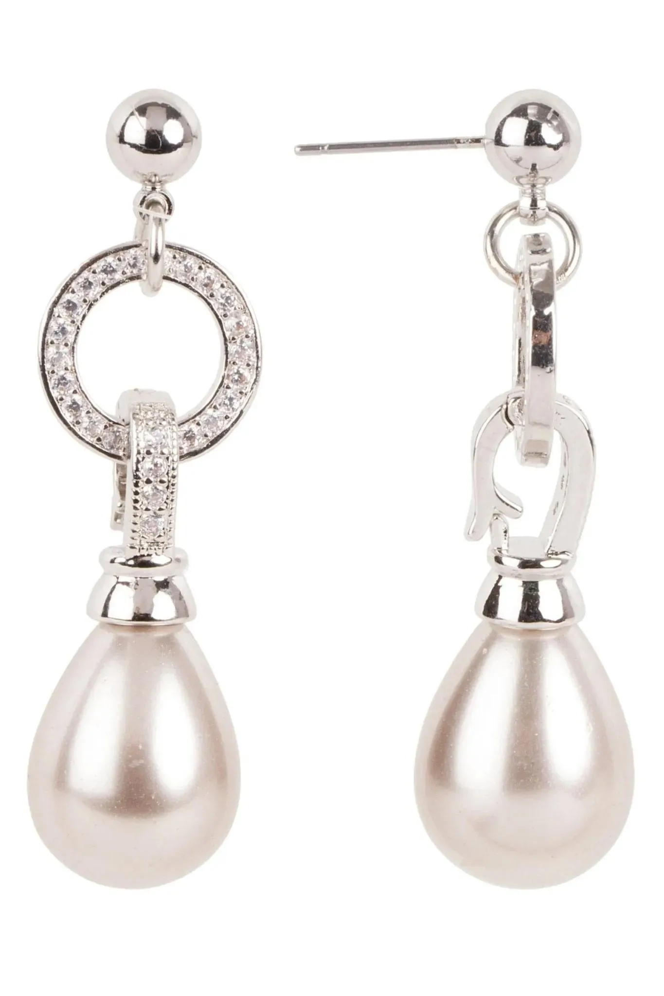 Crystal Hoop Pearl Dangle Earrings