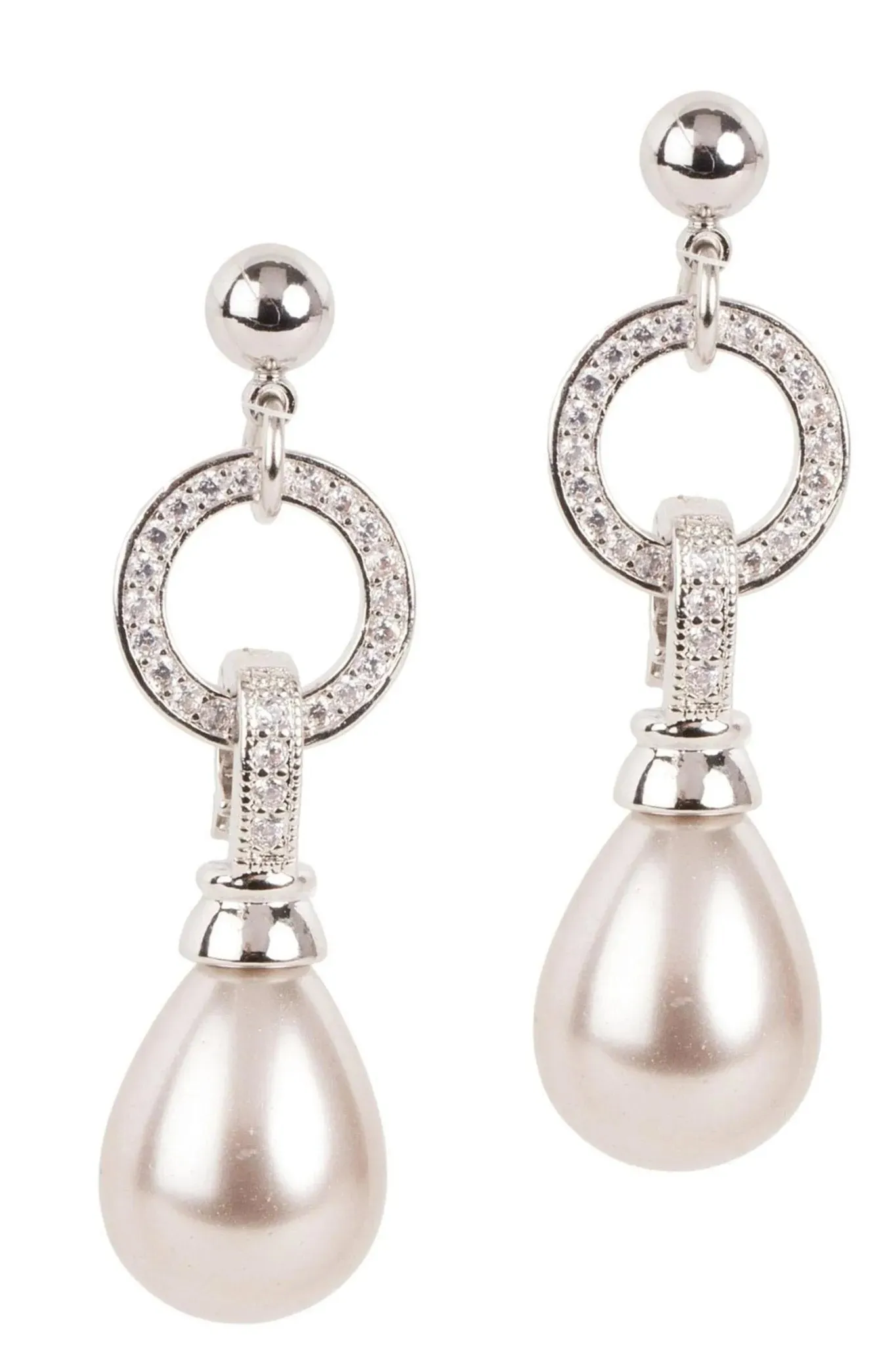 Crystal Hoop Pearl Dangle Earrings