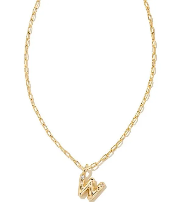 Crystal Letter Gold Short Pendant Necklace in White Crystal