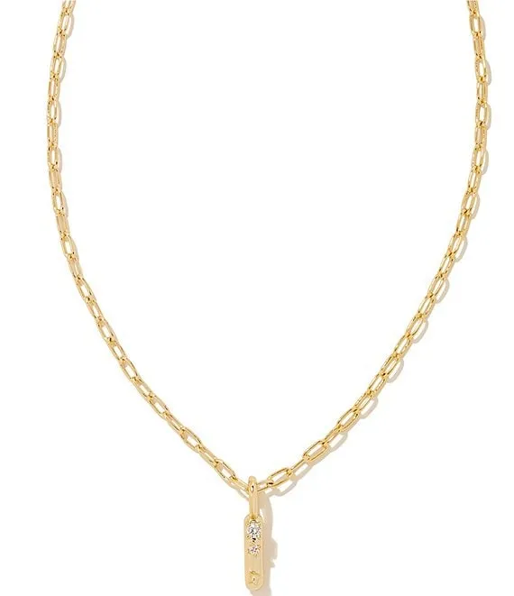 Crystal Letter Gold Short Pendant Necklace in White Crystal