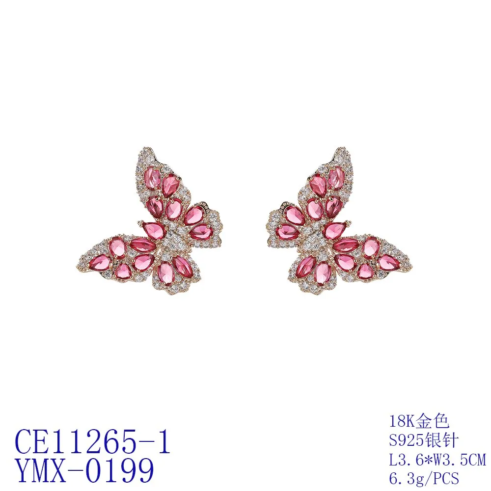 Cubic Zircon CZ Butterfly Earrings for Wedding, Crystals Drop Earring for Bride, Women Girl Birthday Party Jewelry CE11265