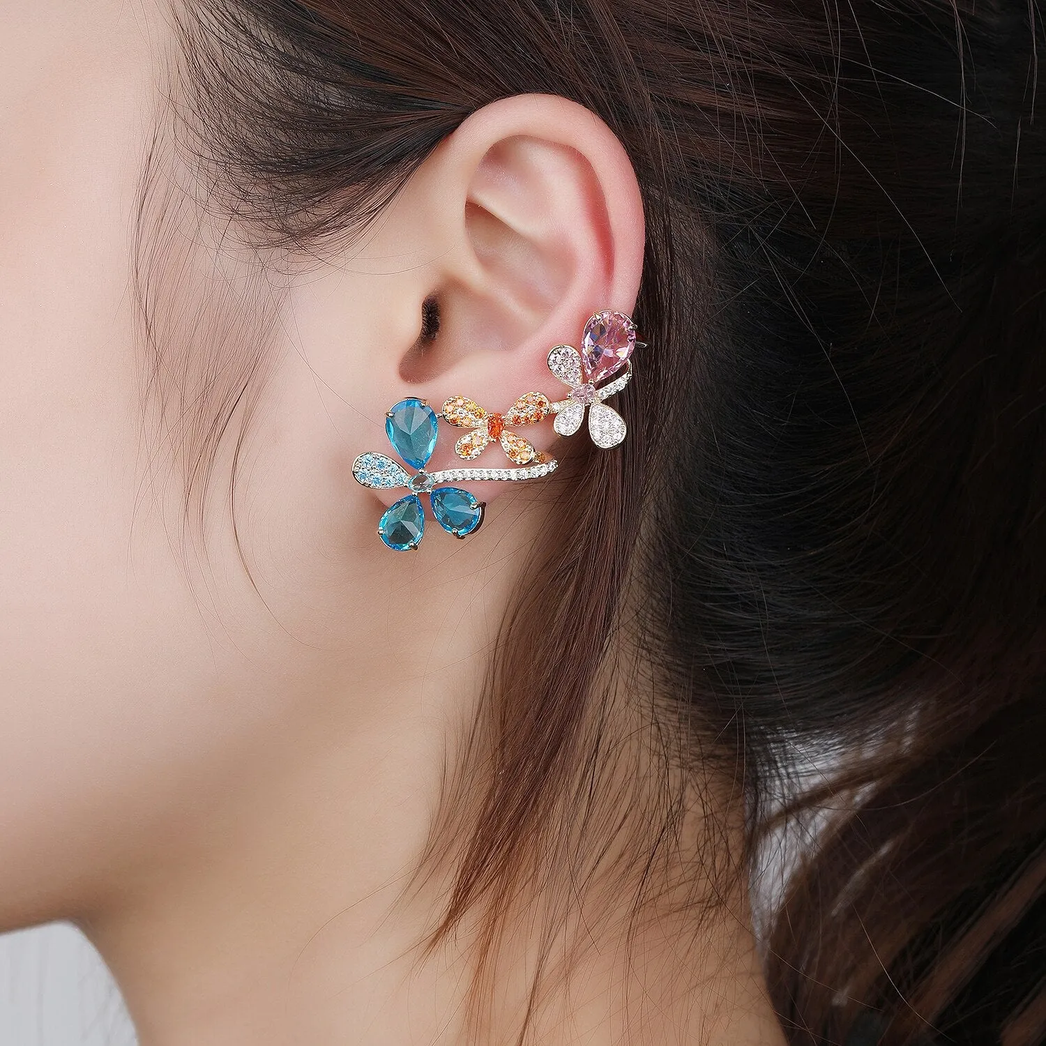 Cubic Zircon CZ Butterfly Earrings for Wedding, Crystals Earring for Bride, Women Girl Birthday Party Jewelry CE11421