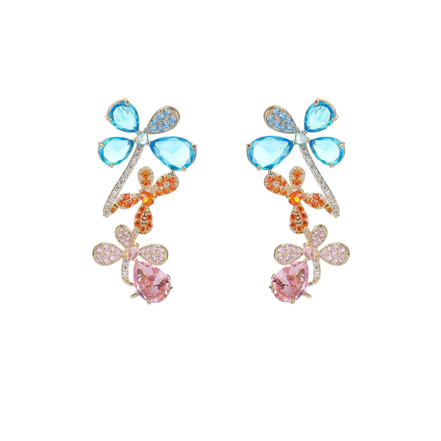 Cubic Zircon CZ Butterfly Earrings for Wedding, Crystals Earring for Bride, Women Girl Birthday Party Jewelry CE11421