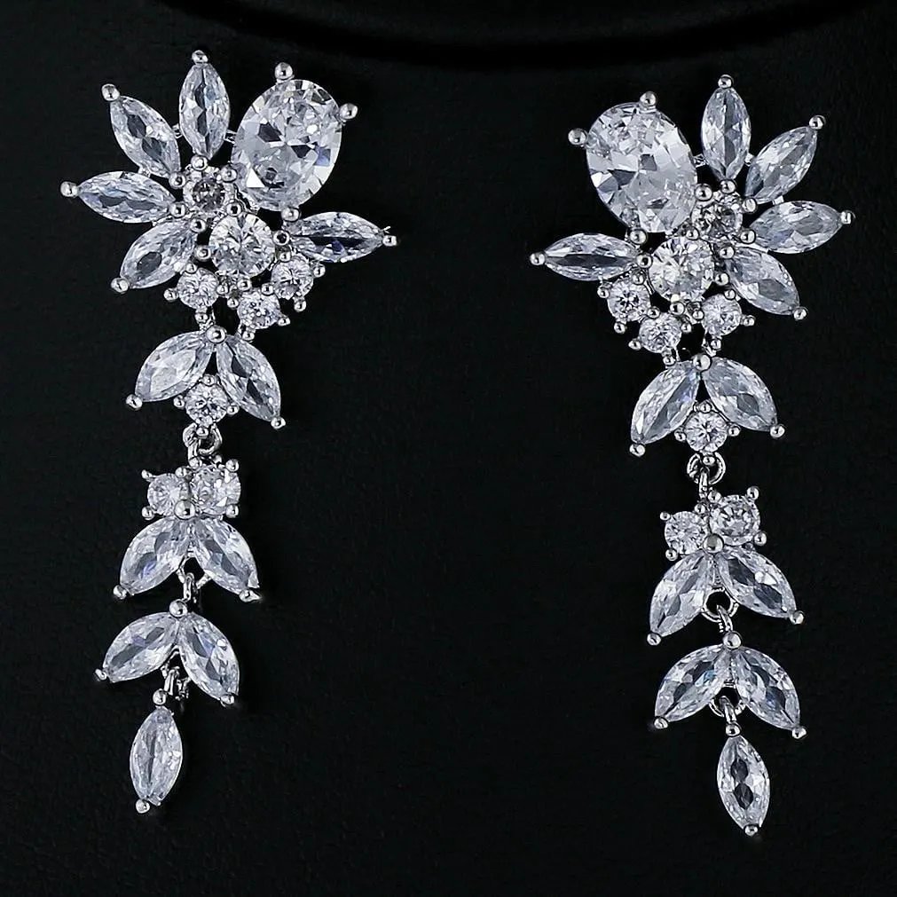 Cubic Zircon CZ Wedding Drop Dangle Earring CE10576