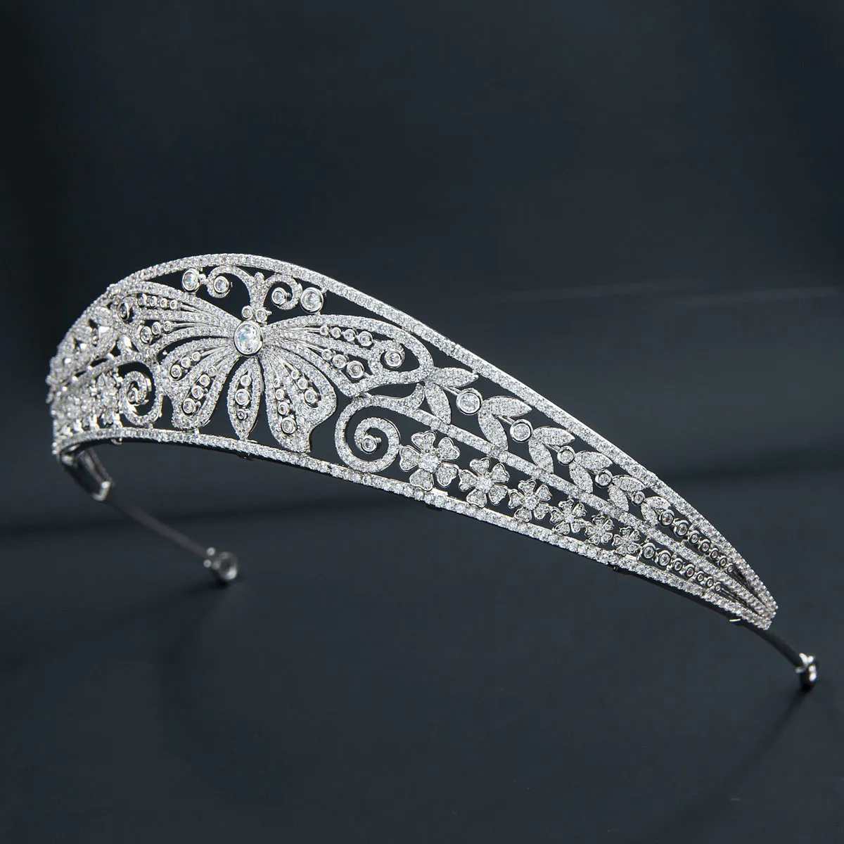 Cubic Zirconia Butterfly Royal Tiara Wedding,Crystal Tiaras for Bride Party Jewelry CH10359