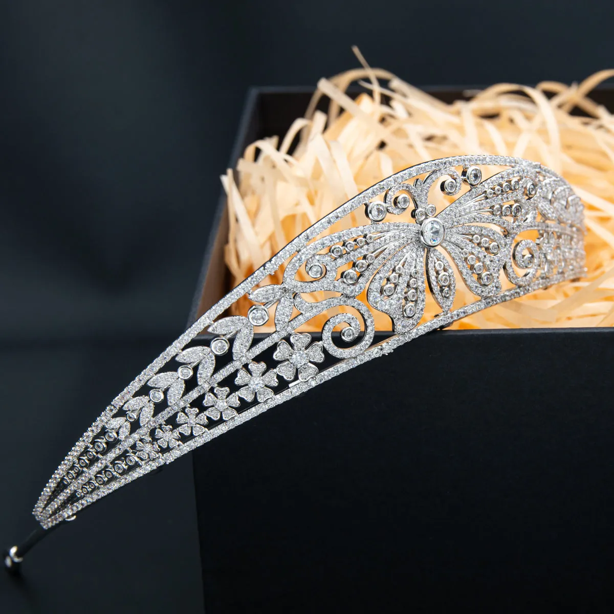 Cubic Zirconia Butterfly Royal Tiara Wedding,Crystal Tiaras for Bride Party Jewelry CH10359