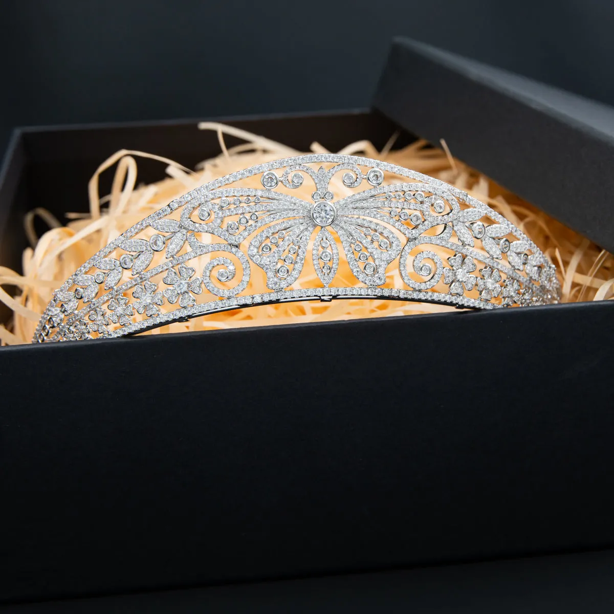 Cubic Zirconia Butterfly Royal Tiara Wedding,Crystal Tiaras for Bride Party Jewelry CH10359
