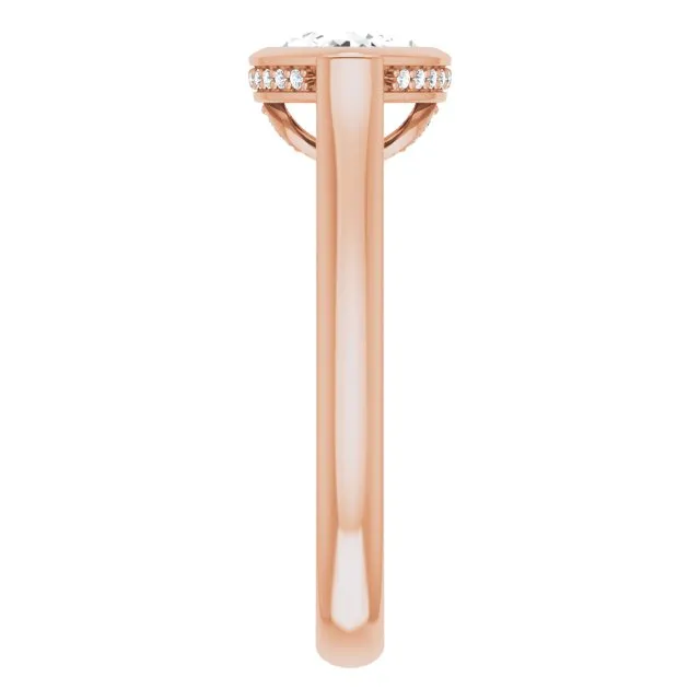 Cubic Zirconia Engagement Ring- The Alexia (Customizable Marquise Cut Semi-Solitaire with Under-Halo and Peekaboo Cluster)