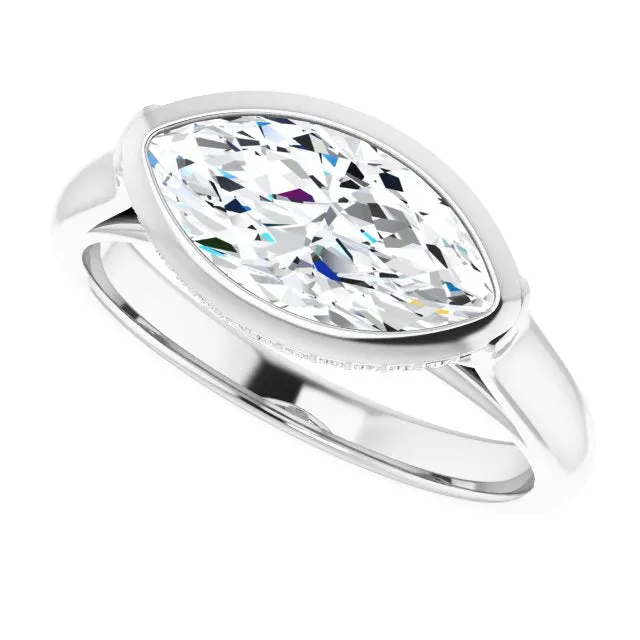 Cubic Zirconia Engagement Ring- The Alexia (Customizable Marquise Cut Semi-Solitaire with Under-Halo and Peekaboo Cluster)