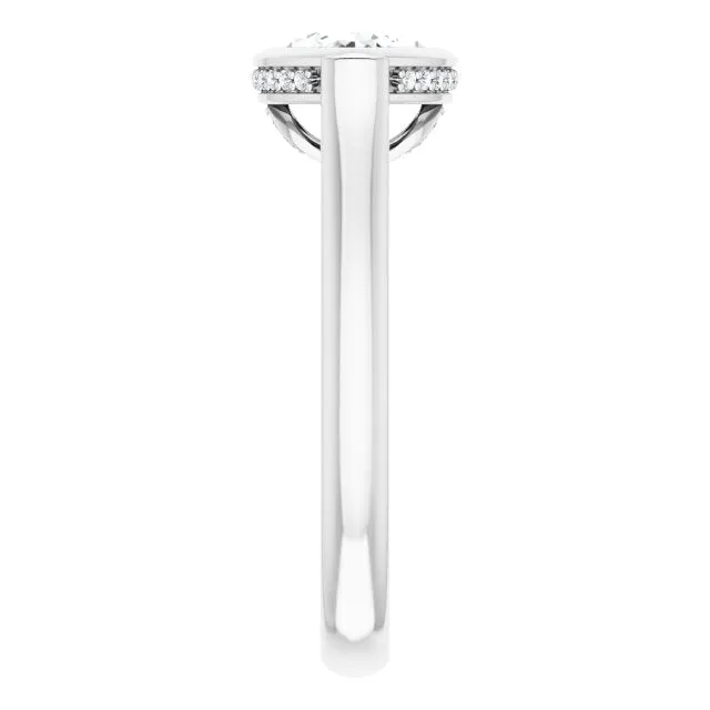 Cubic Zirconia Engagement Ring- The Alexia (Customizable Marquise Cut Semi-Solitaire with Under-Halo and Peekaboo Cluster)