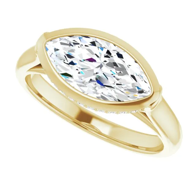 Cubic Zirconia Engagement Ring- The Alexia (Customizable Marquise Cut Semi-Solitaire with Under-Halo and Peekaboo Cluster)
