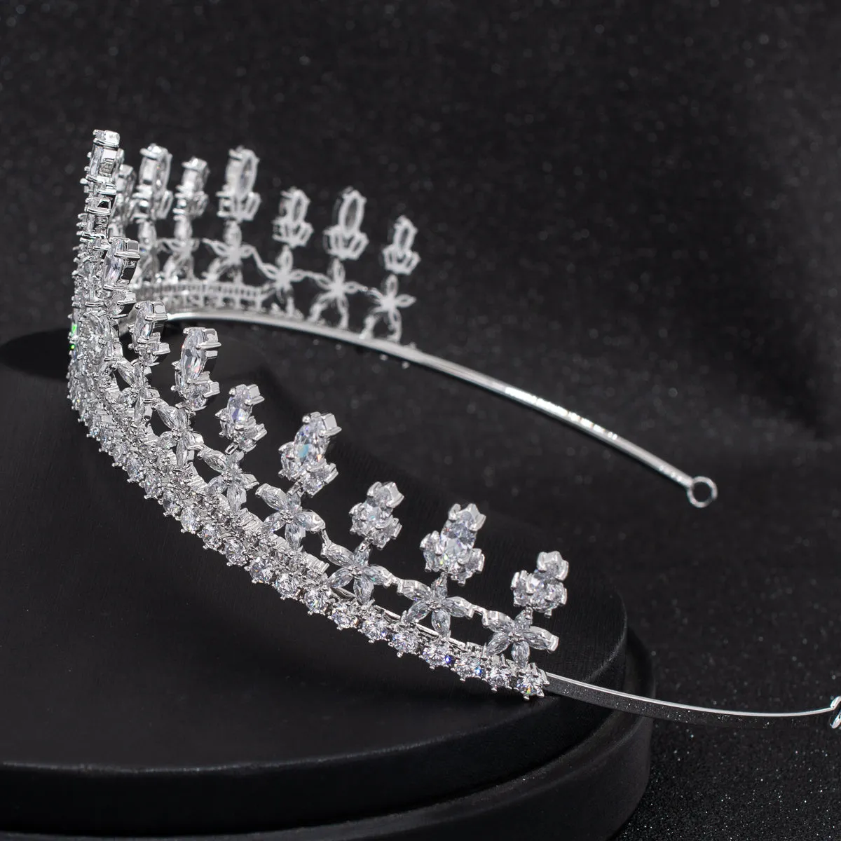 Cubic Zirconia Wedding Bridal Flower Tiara  CH10312