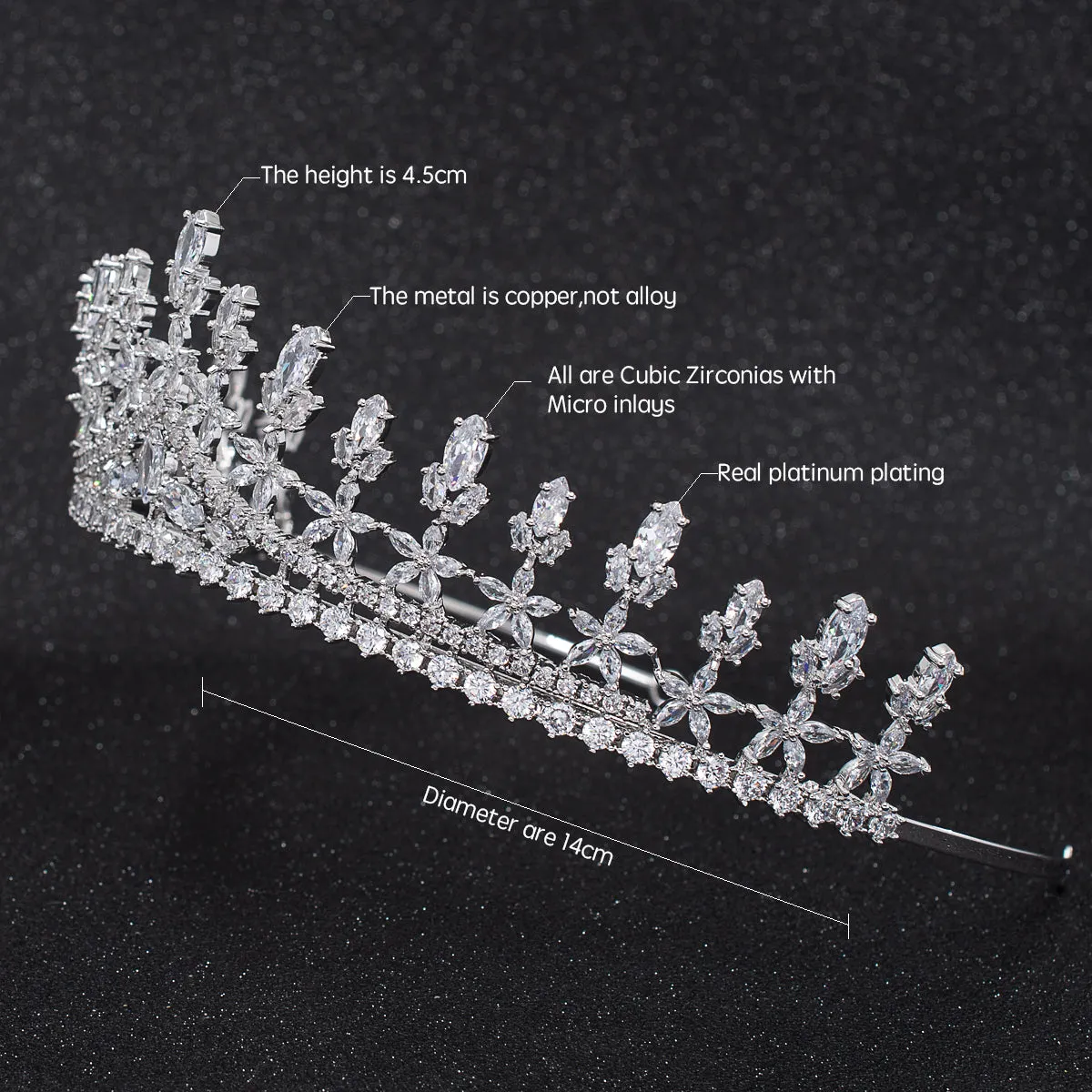 Cubic Zirconia Wedding Bridal Flower Tiara  CH10312