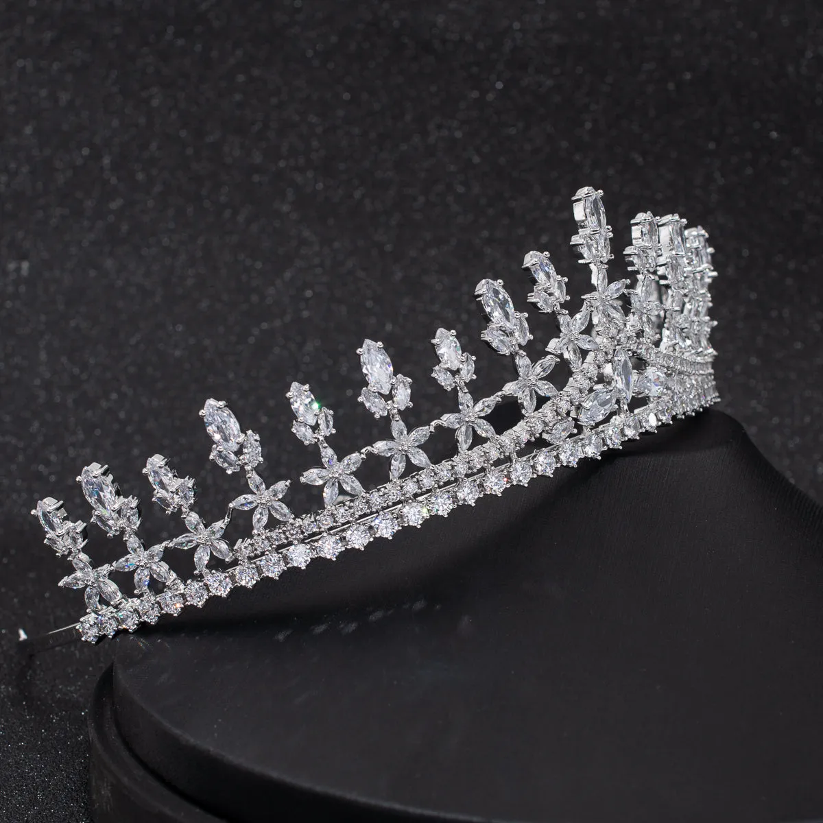 Cubic Zirconia Wedding Bridal Flower Tiara  CH10312