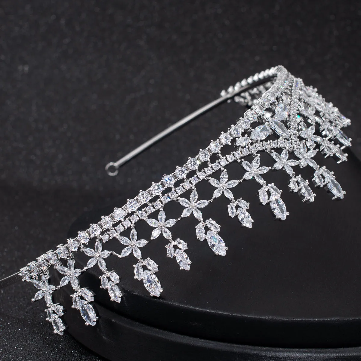 Cubic Zirconia Wedding Bridal Flower Tiara  CH10312