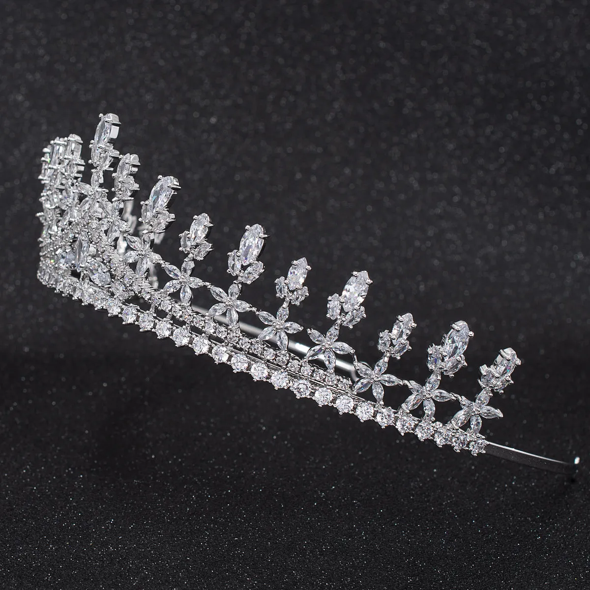 Cubic Zirconia Wedding Bridal Flower Tiara  CH10312