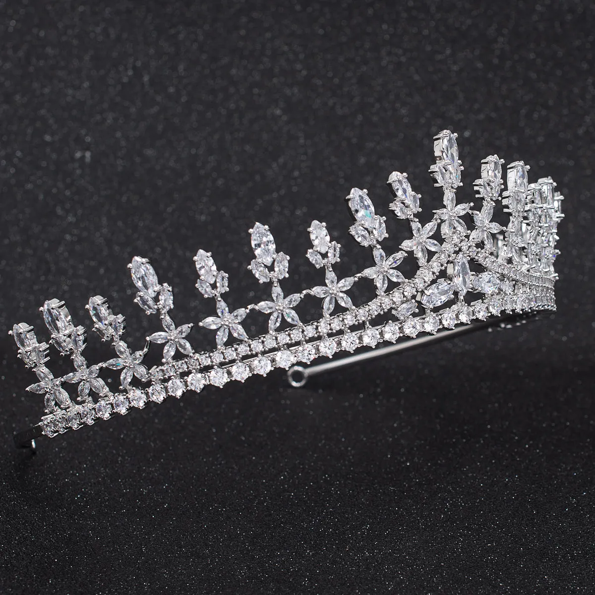 Cubic Zirconia Wedding Bridal Flower Tiara  CH10312