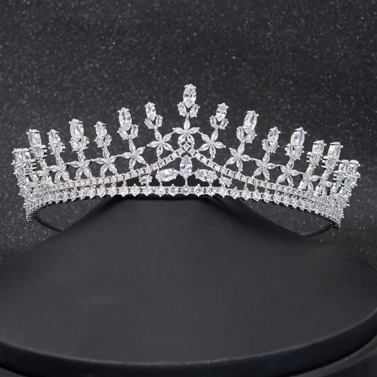 Cubic Zirconia Wedding Bridal Flower Tiara  CH10312