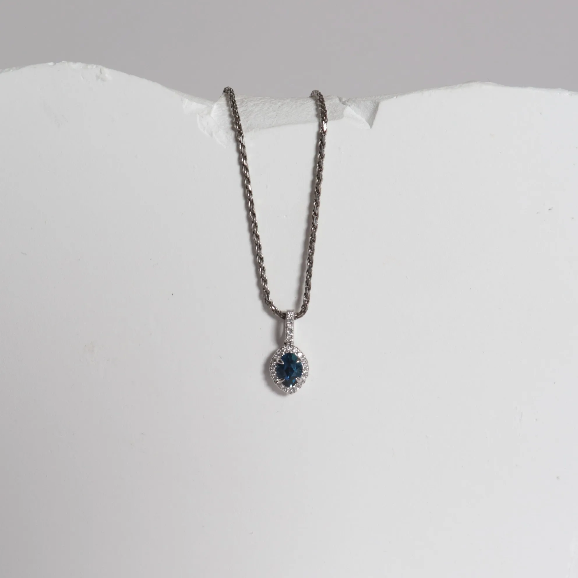 Custom Cut Yogo Sapphire Halo Necklace