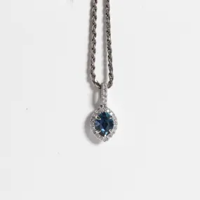 Custom Cut Yogo Sapphire Halo Necklace