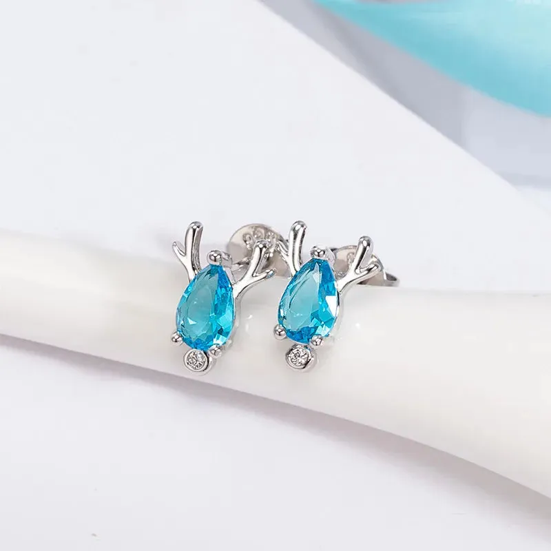 Dainty Crystal Zircon Holiday Snowflake Stud & Drop Charm Earrings