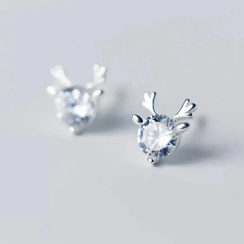 Dainty Crystal Zircon Holiday Snowflake Stud & Drop Charm Earrings