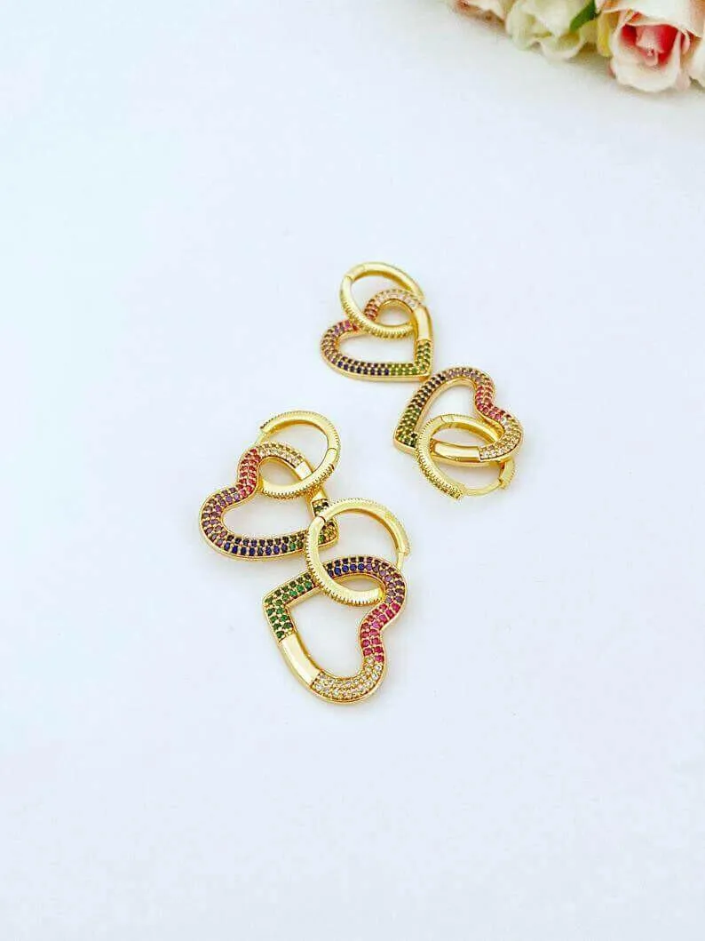Dangle Heart Earrings, Valentine’s Day Gift, Wedding Heart Earrings,