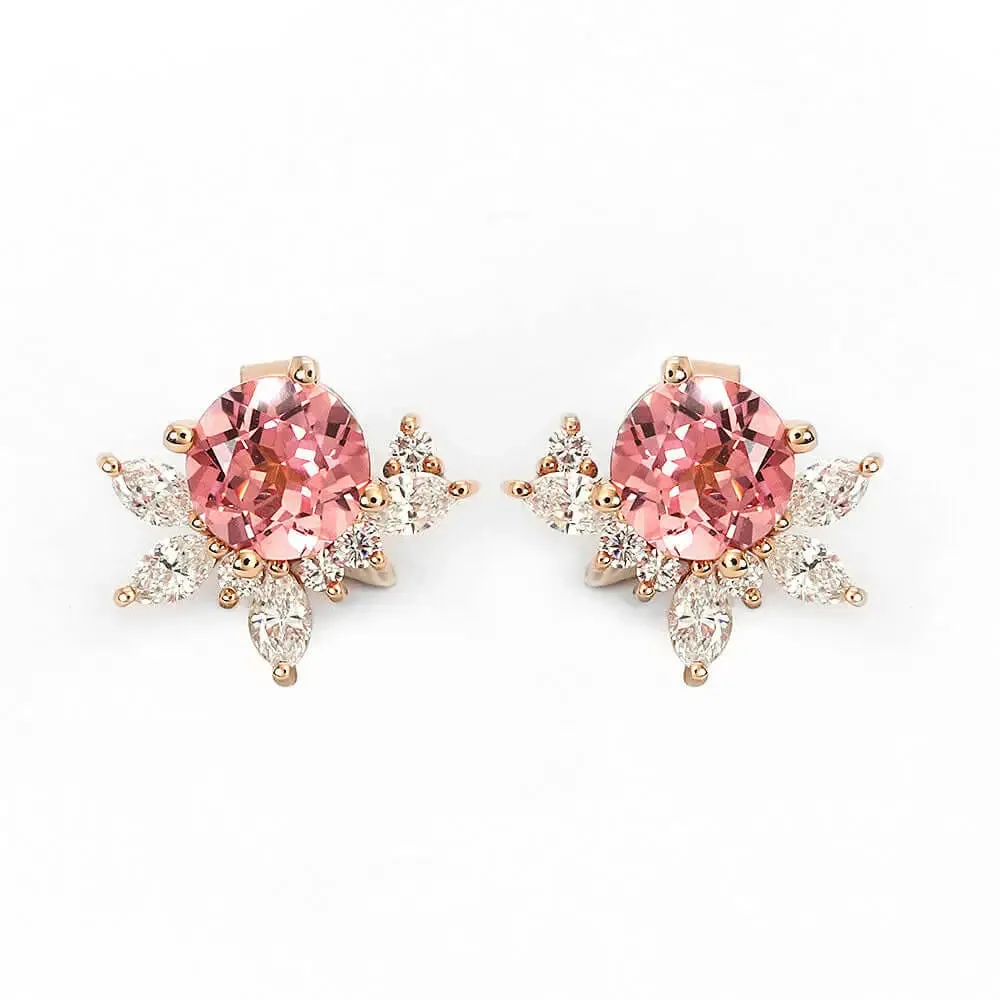 Delilah Pink Lab Grown Sapphire Stud Earrings with Lab Grown Diamonds Jackets