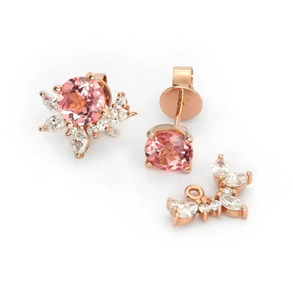 Delilah Pink Lab Grown Sapphire Stud Earrings with Lab Grown Diamonds Jackets