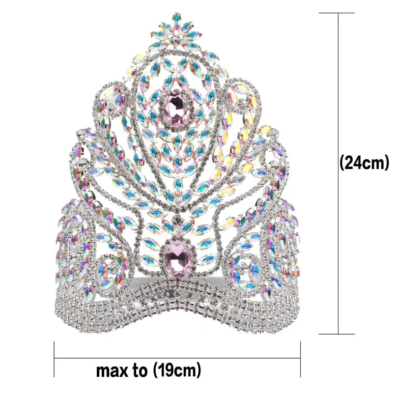 Deluxe Large Austrian Crystal Tiara Handmade Pageant Bridal Crown Hair Accessory