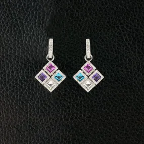 Diamond & Semi-precious Gemstone Dangle Earrings