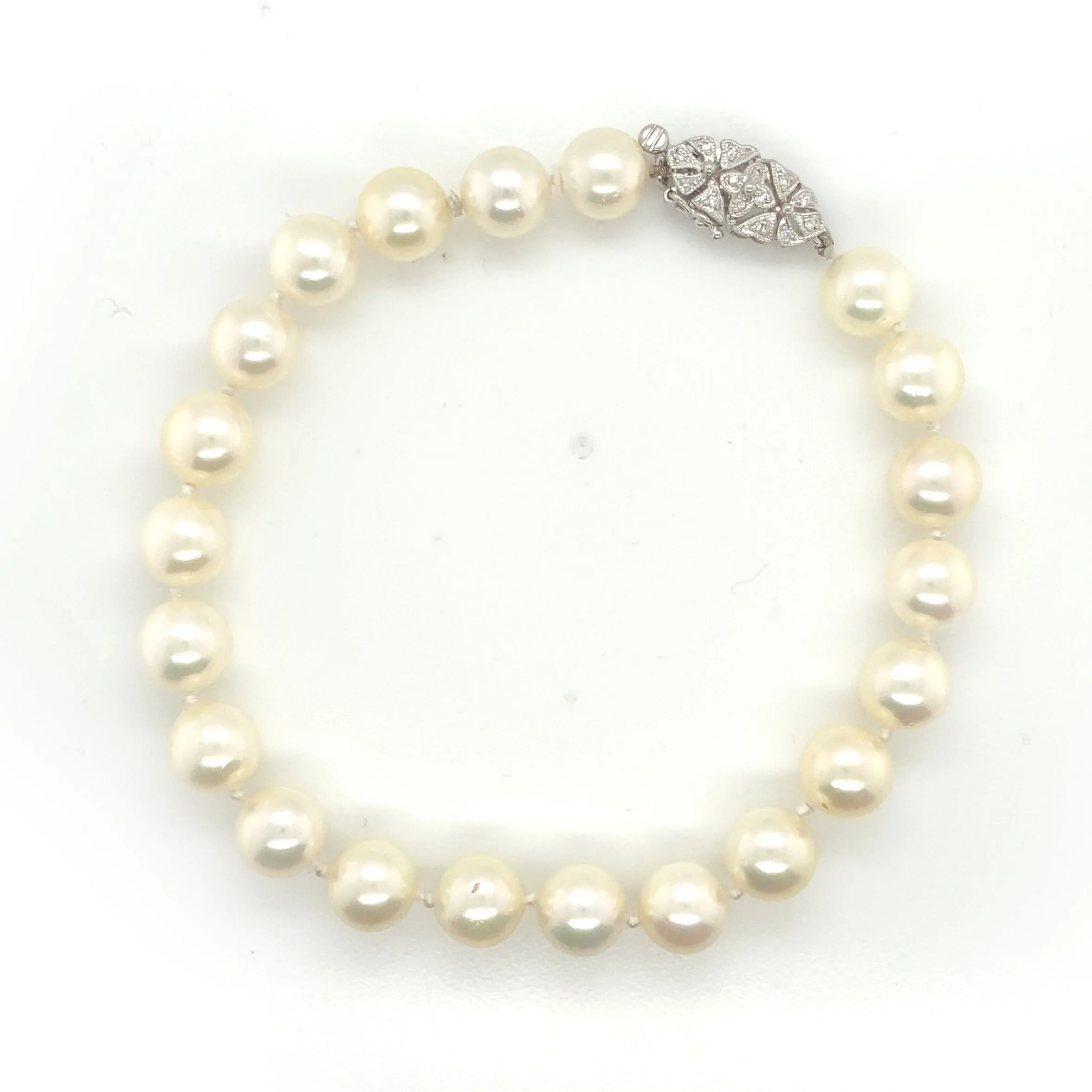 Diamond Clasp & Culture Pearl Bracelet