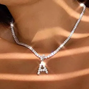 Diamond Initial Necklace, Alphabet Necklace, Personalized Jewelry, A to Z Letter Necklace, Dainty Necklace, Monogram Necklace, Gift for Her