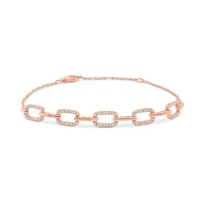 Diamond Rectangular Link Cable Chain Bracelet