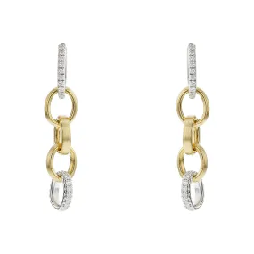 Diamonds and Gold Link Dangle Earrings