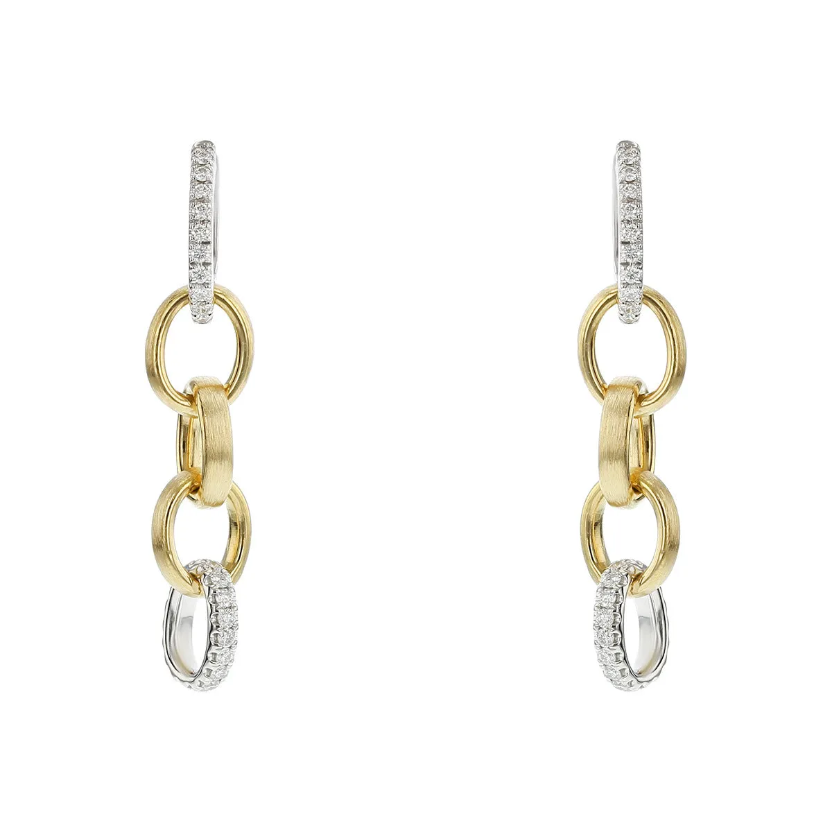 Diamonds and Gold Link Dangle Earrings